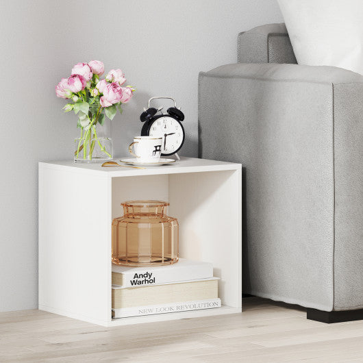 Cube Storage Organizer Stackable Open Book Shelf Wooden Display Shelving Unit-White