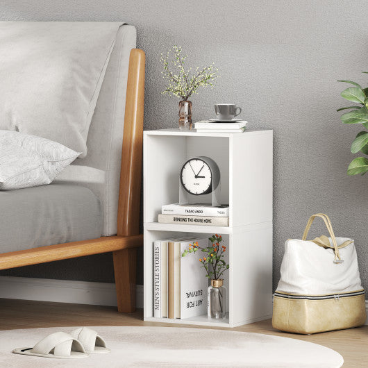 Cube Storage Organizer Stackable Open Book Shelf Wooden Display Shelving Unit-White