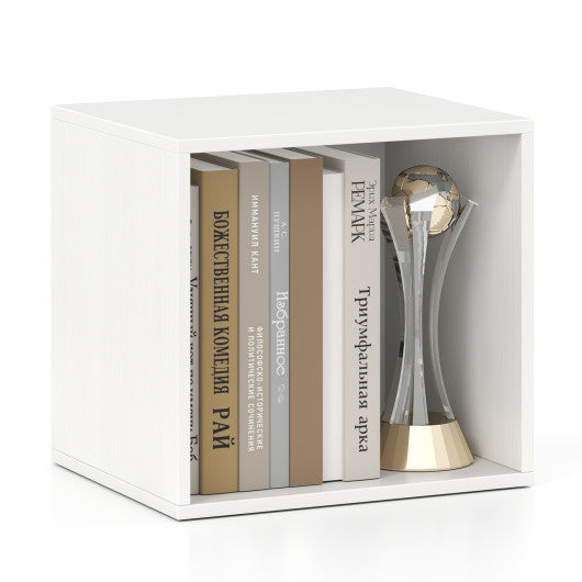 Cube Storage Organizer Stackable Open Book Shelf Wooden Display Shelving Unit-White