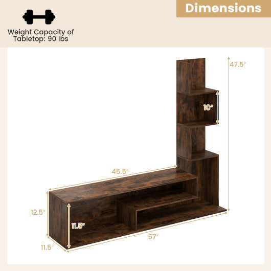 Cube TV Stand for TVs up to 50 Inch Media Console Table with Storage Shelves-Rustic Brown