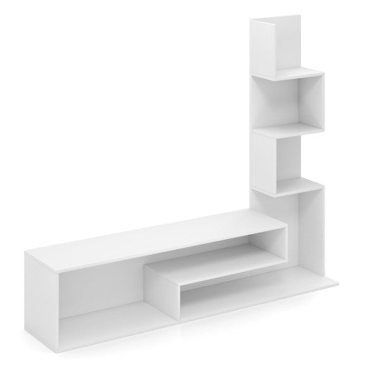 Cube TV Stand for TVs up to 50 Inch Media Console Table with Storage Shelves-White