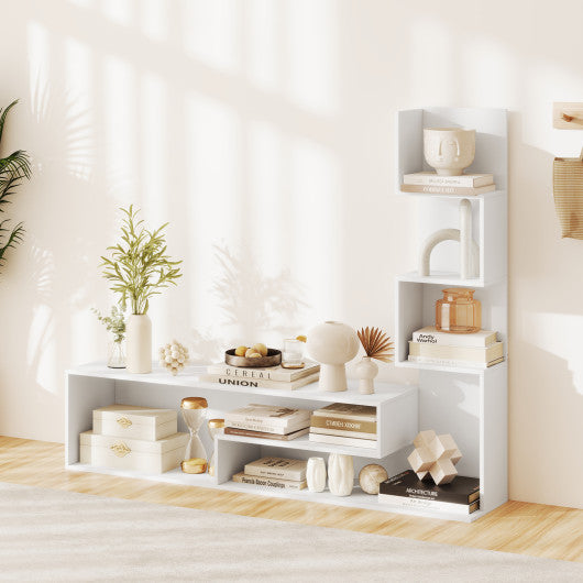 Cube TV Stand for TVs up to 50 Inch Media Console Table with Storage Shelves-White