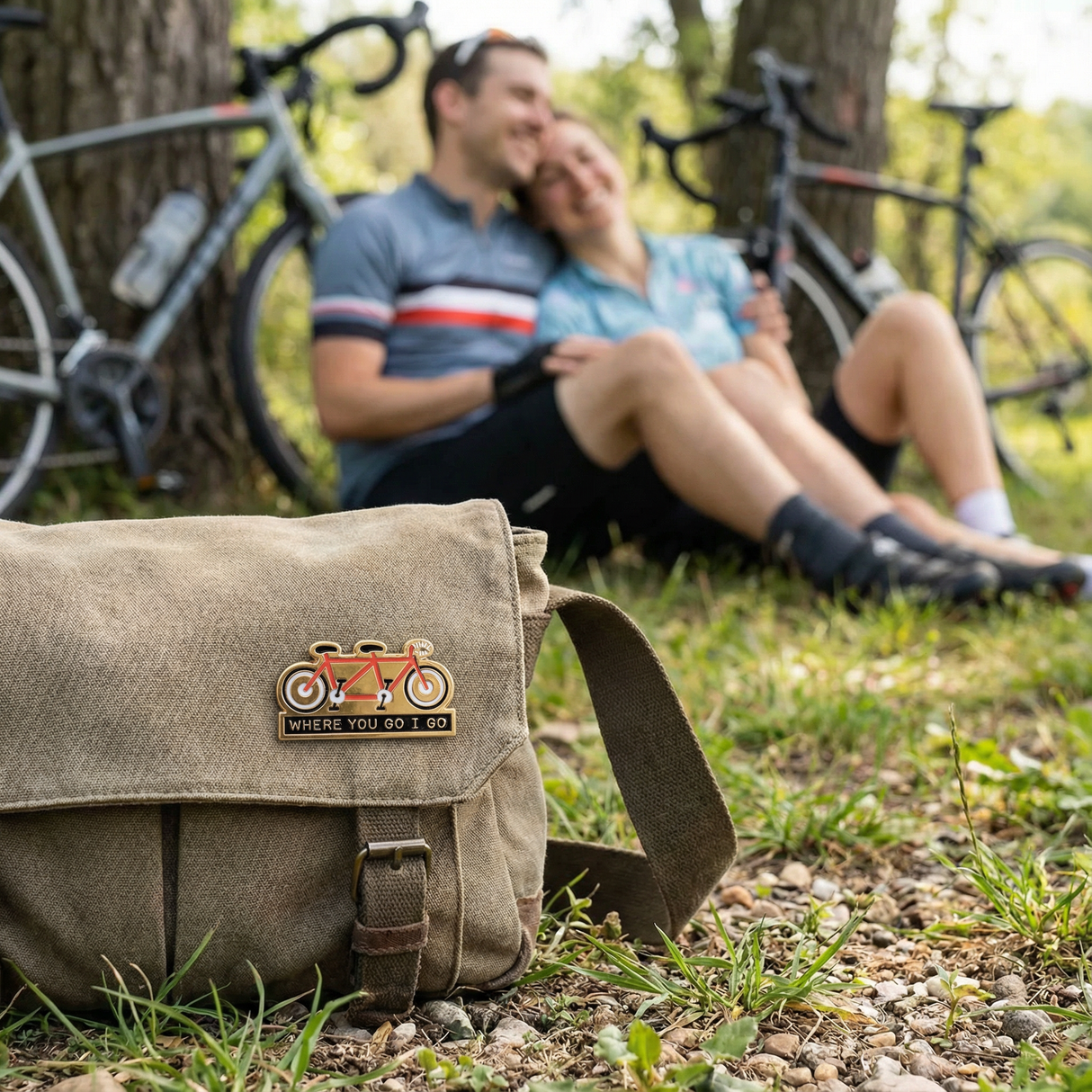 Cycling Love Enamel Pin in Gold