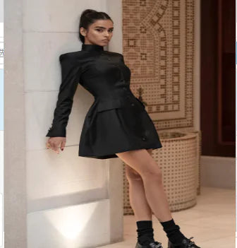 Elegant Women's Dress - Vanessa - Black / French Style