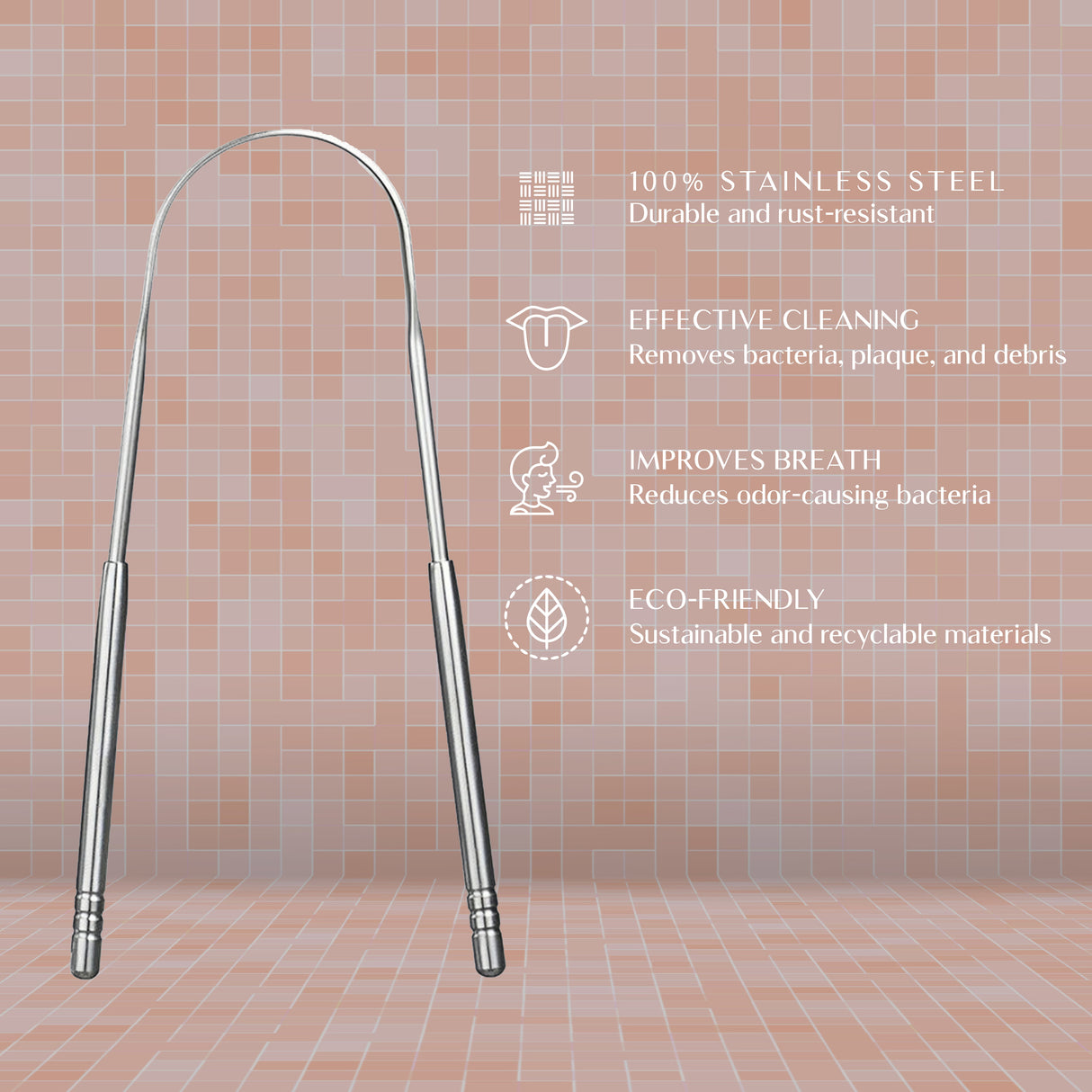 Stainless Steel Tongue Scraper – For Fresh Breath & a Healthier Mouth by Pursonic