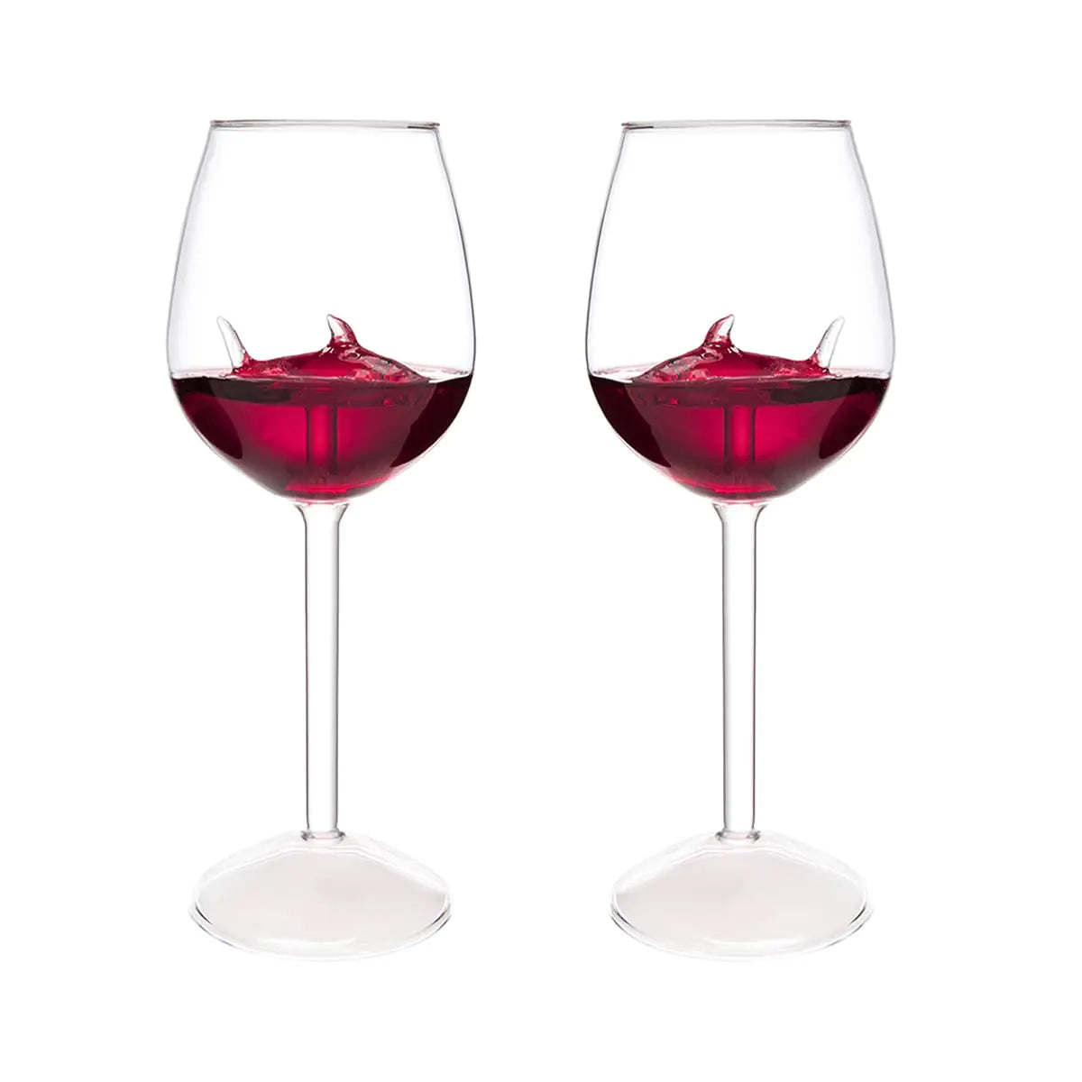 kucehiup Shark Wine Glasses Red Wine Glass with Shark Inside 300ml/10oz Goblet(Two Shark Goblets)