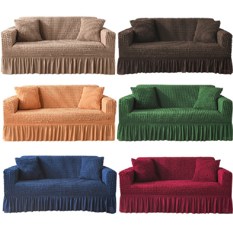 Seersucker Sofa Slipcover with Skirt Stretch Couch Slipcover Easy Fit Universal Furniture Protector