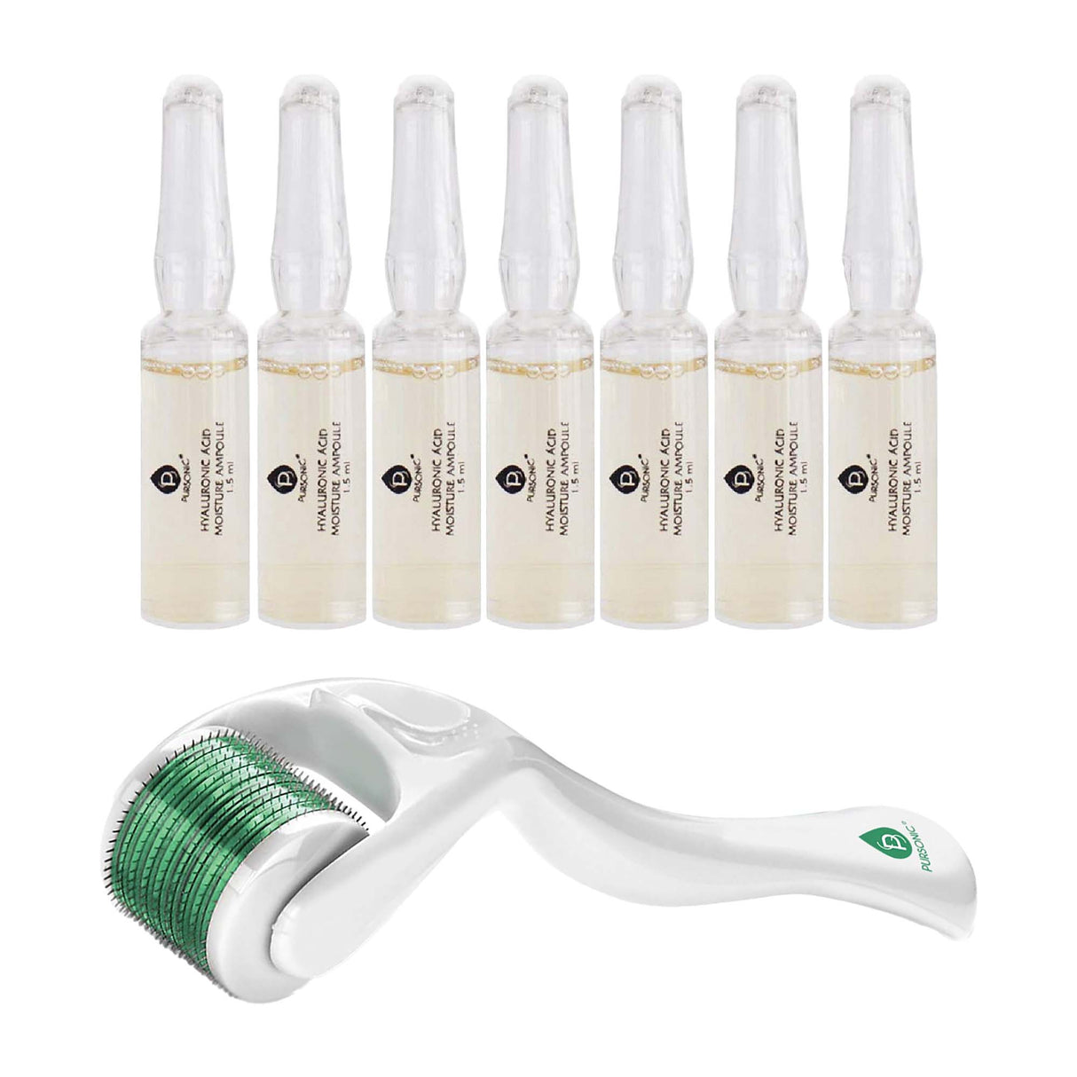 Pursonic Skin Renewal Bundle – Micro Needle Roller & 7-Day Hyaluronic Acid Serum Set by Pursonic