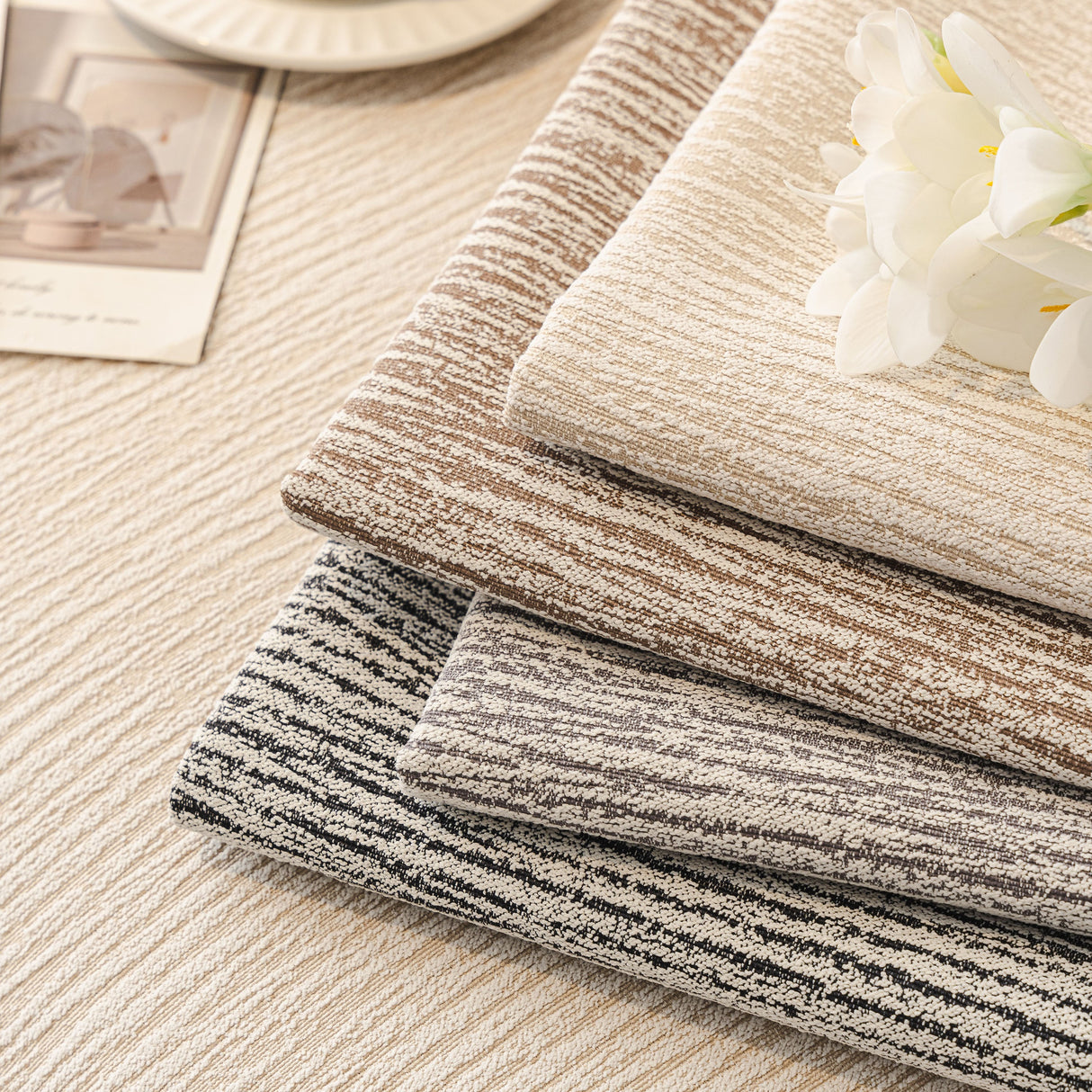 Soft Chenille Sectional Sofa Cover with Pom Pom Trim – Non-Slip Couch Protector