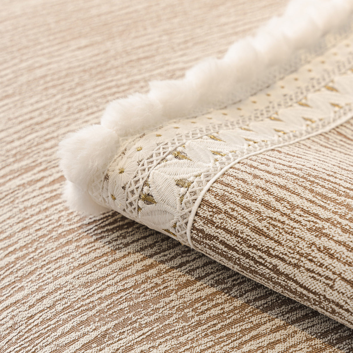 Soft Chenille Sectional Sofa Cover with Pom Pom Trim – Non-Slip Couch Protector