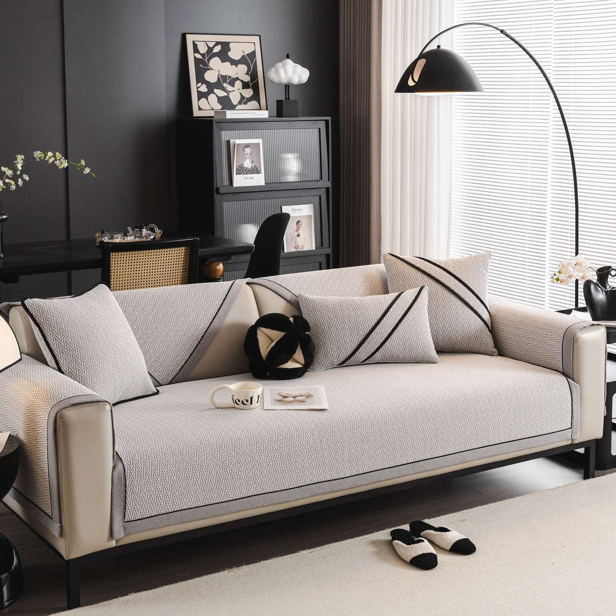 Herringbone Couch Protector for Pets, Non-Slip Washable Sectional Couch Covers