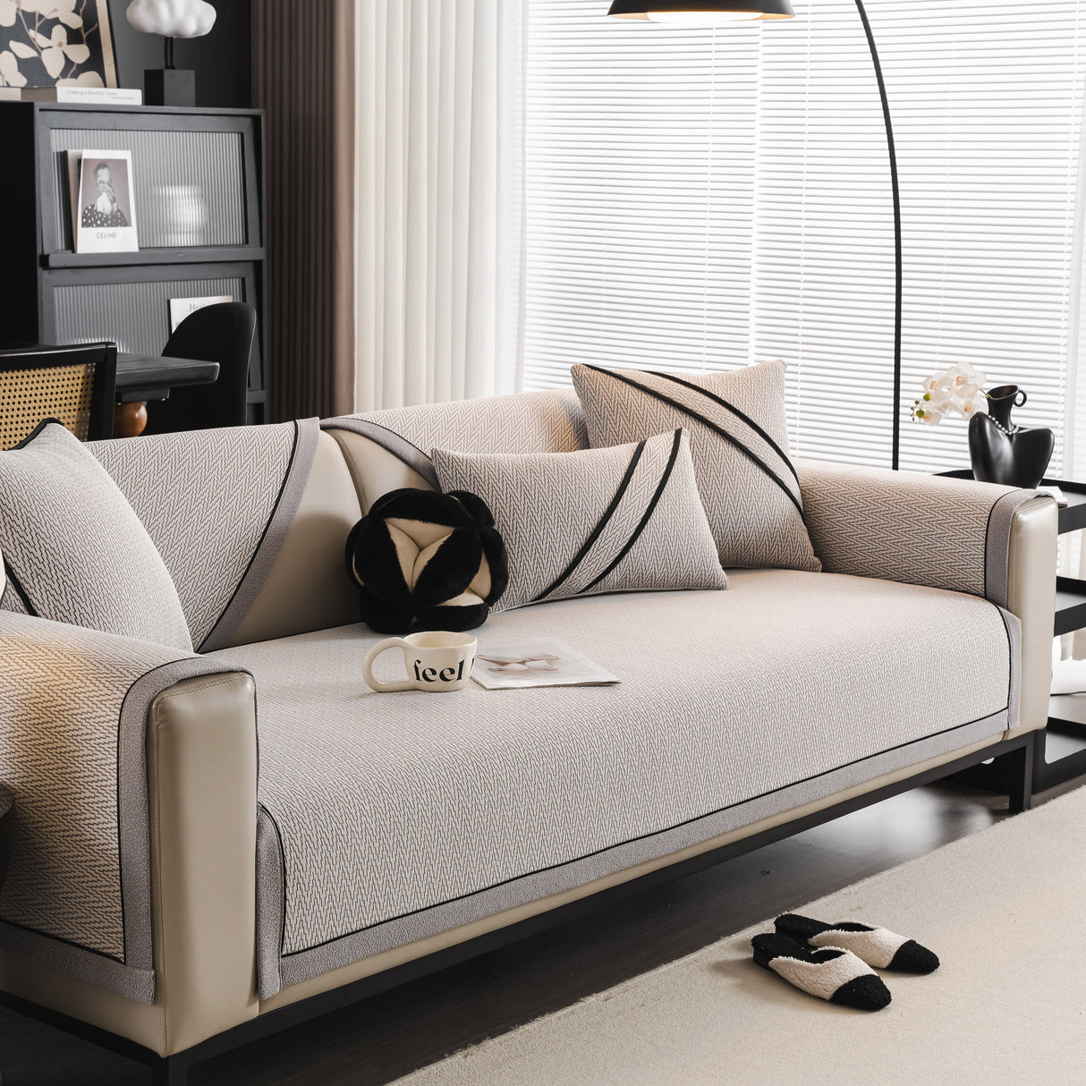 Herringbone Couch Protector for Pets, Non-Slip Washable Sectional Couch Covers