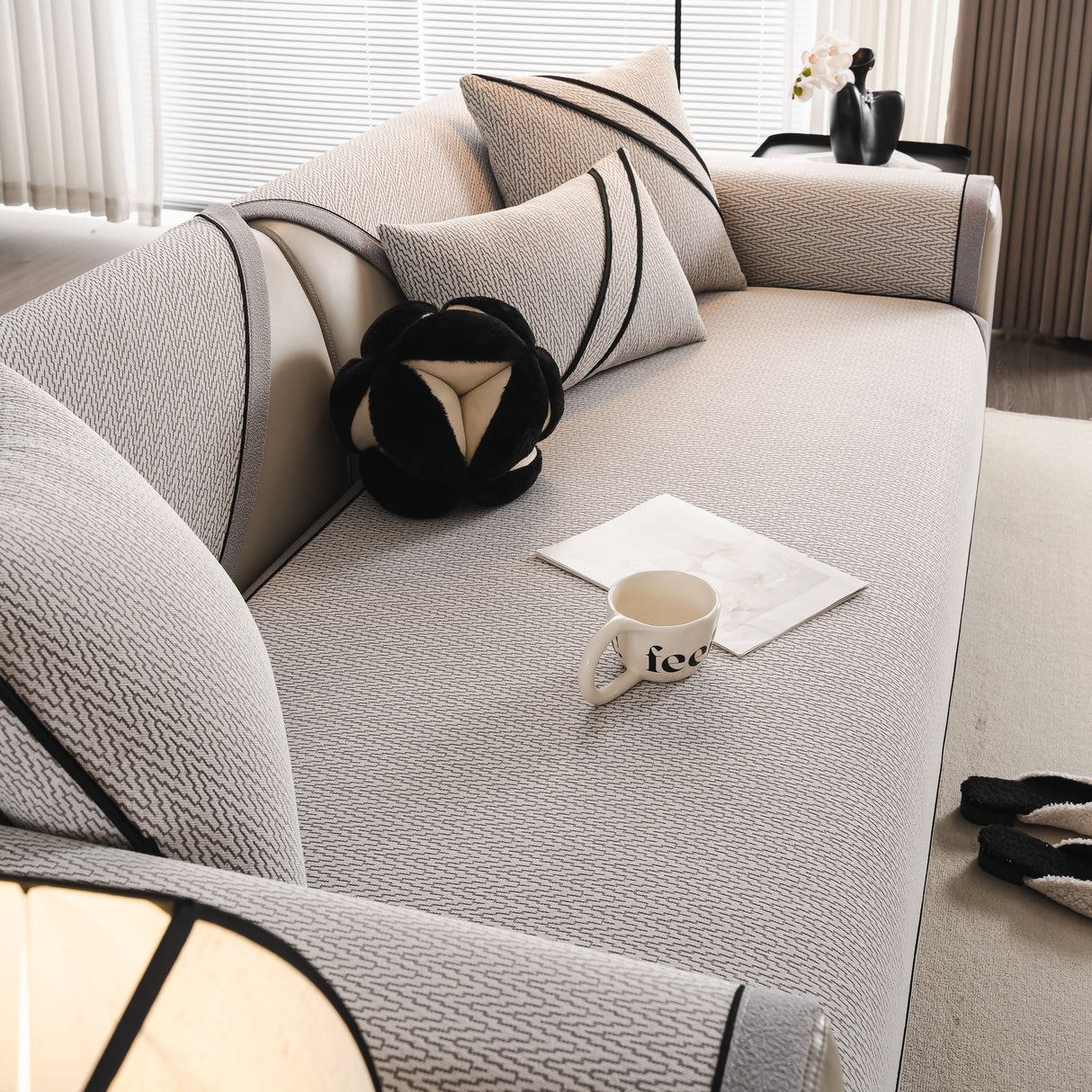 Herringbone Couch Protector for Pets, Non-Slip Washable Sectional Couch Covers