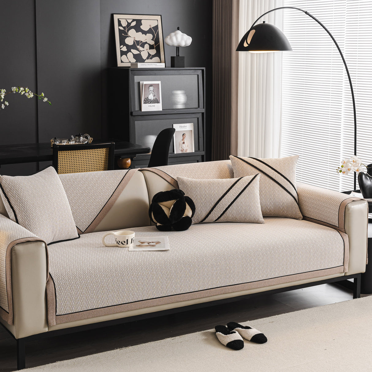 Herringbone Couch Protector for Pets, Non-Slip Washable Sectional Couch Covers