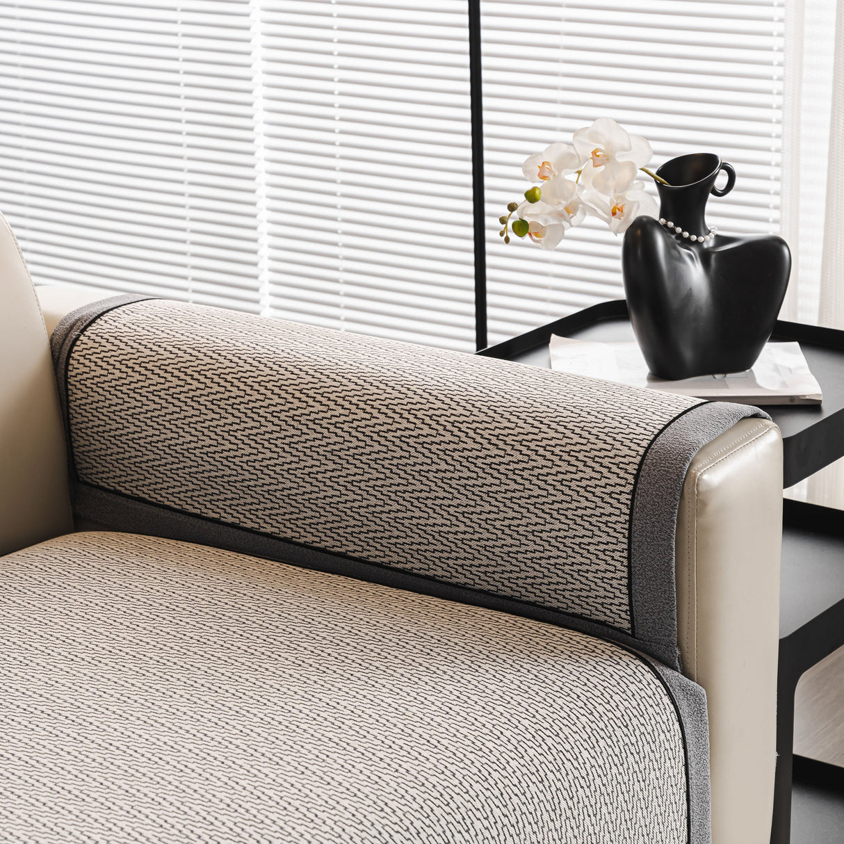 Herringbone Couch Protector for Pets, Non-Slip Washable Sectional Couch Covers