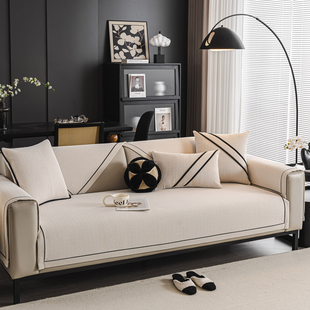 Herringbone Couch Protector for Pets, Non-Slip Washable Sectional Couch Covers