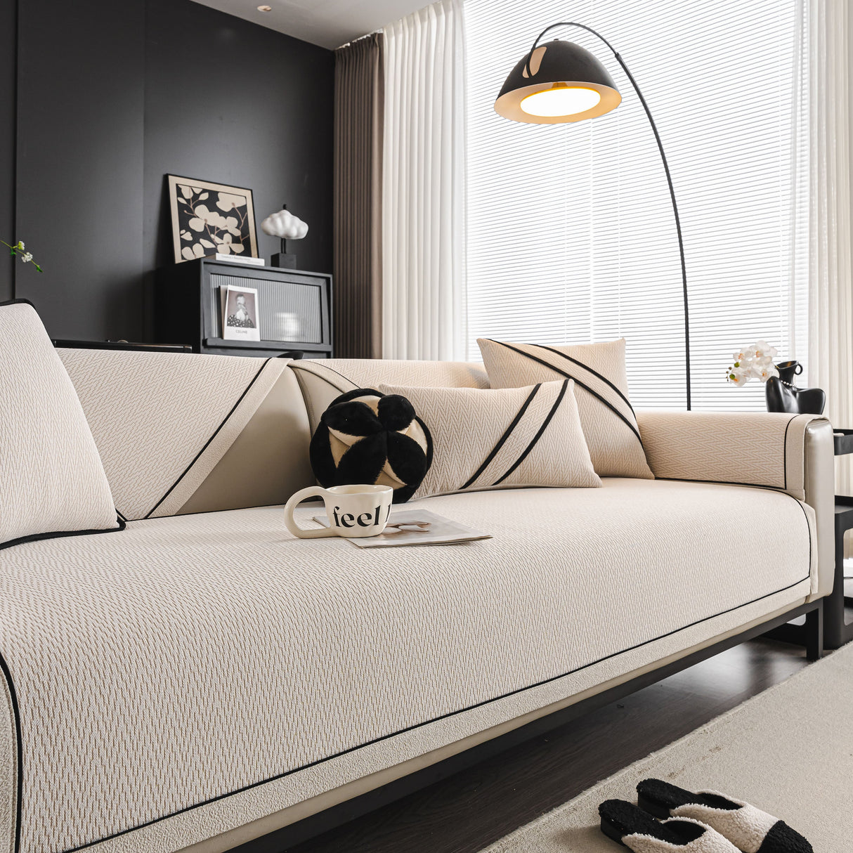 Herringbone Couch Protector for Pets, Non-Slip Washable Sectional Couch Covers