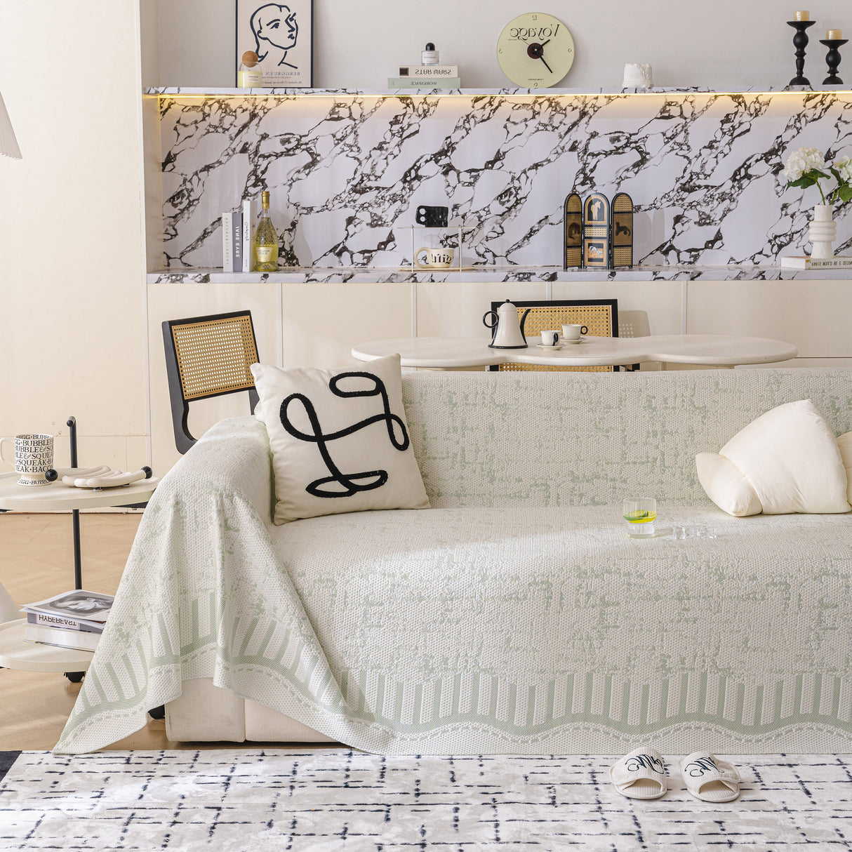 Modern Light Luxury Silky Smooth Couch Throw Protector, Washable Furniture Protector