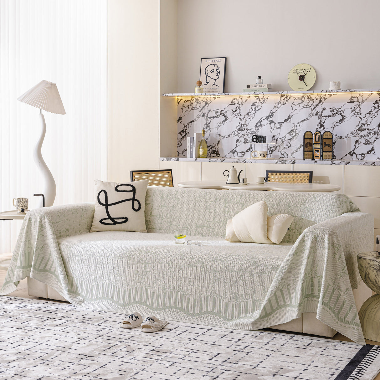 Modern Light Luxury Silky Smooth Couch Throw Protector, Washable Furniture Protector