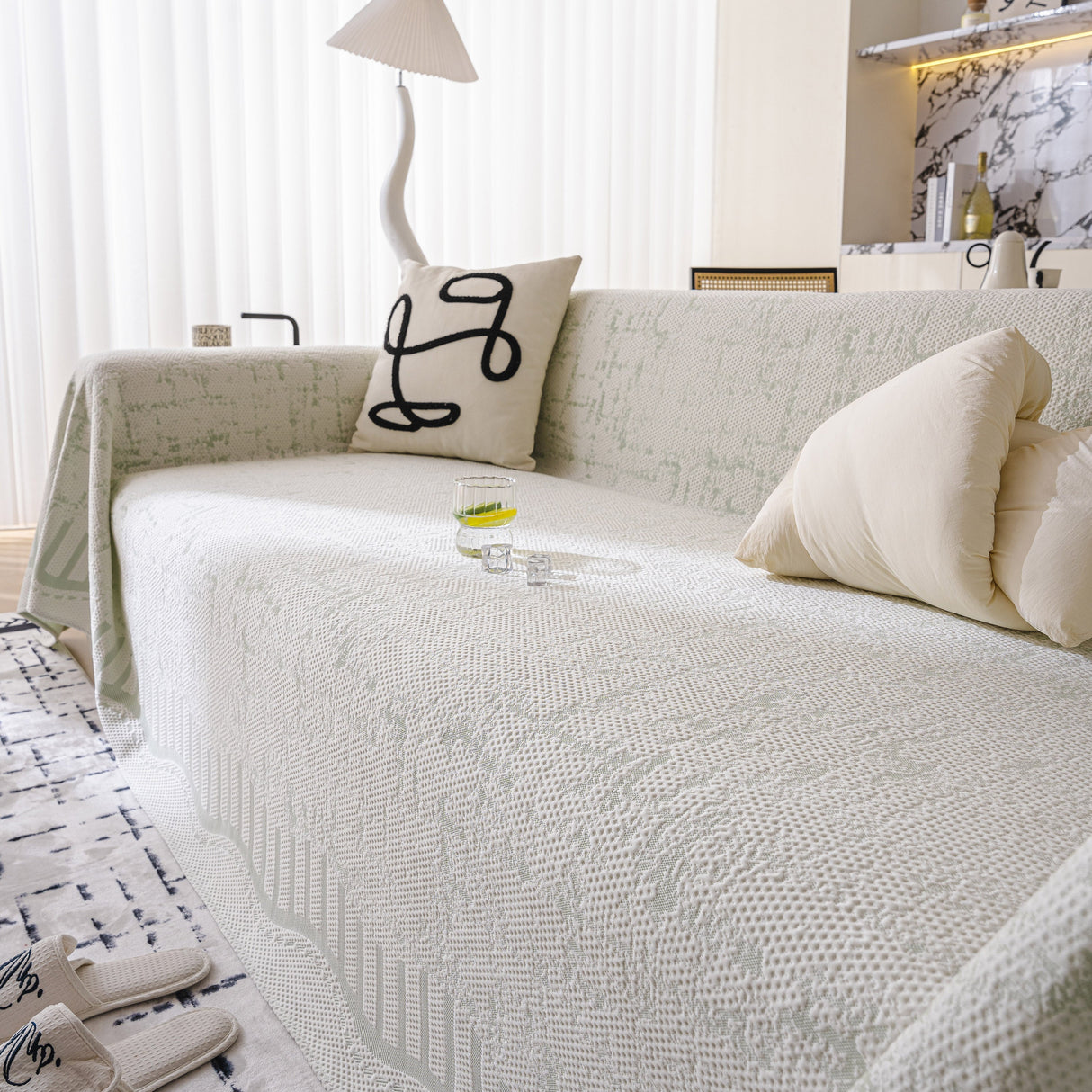 Modern Light Luxury Silky Smooth Couch Throw Protector, Washable Furniture Protector