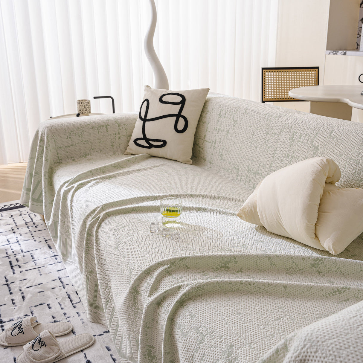 Modern Light Luxury Silky Smooth Couch Throw Protector, Washable Furniture Protector