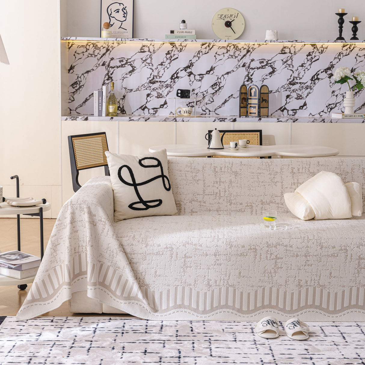 Modern Light Luxury Silky Smooth Couch Throw Protector, Washable Furniture Protector