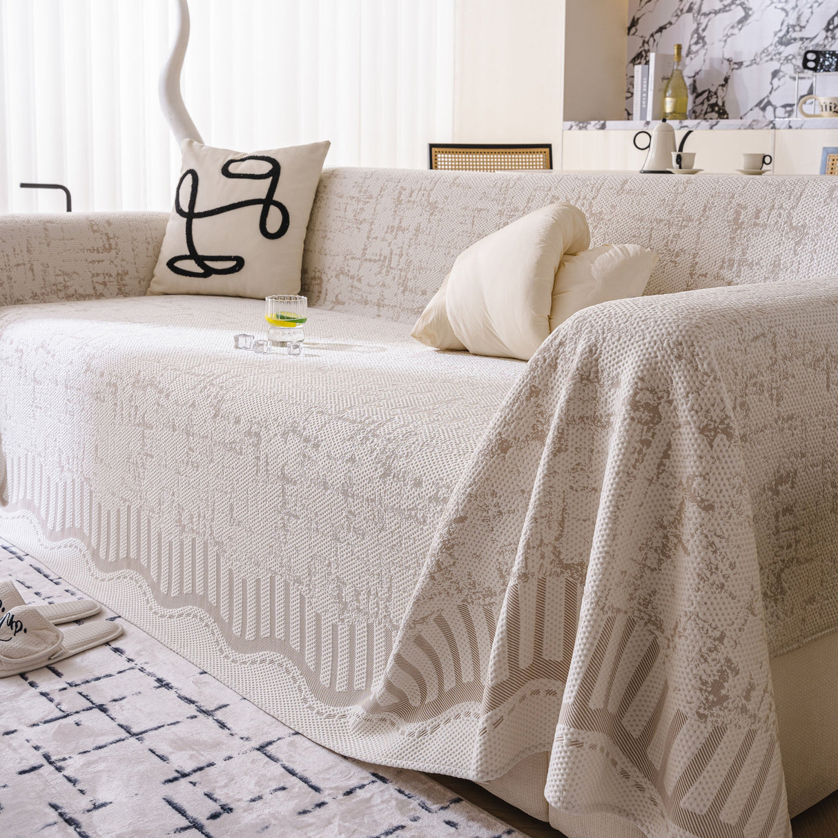 Modern Light Luxury Silky Smooth Couch Throw Protector, Washable Furniture Protector