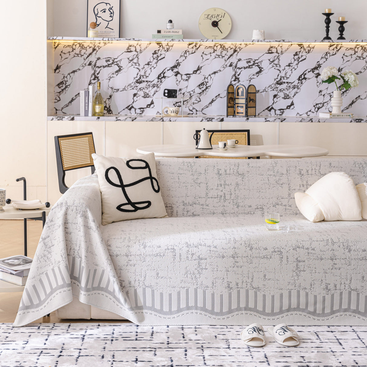 Modern Light Luxury Silky Smooth Couch Throw Protector, Washable Furniture Protector