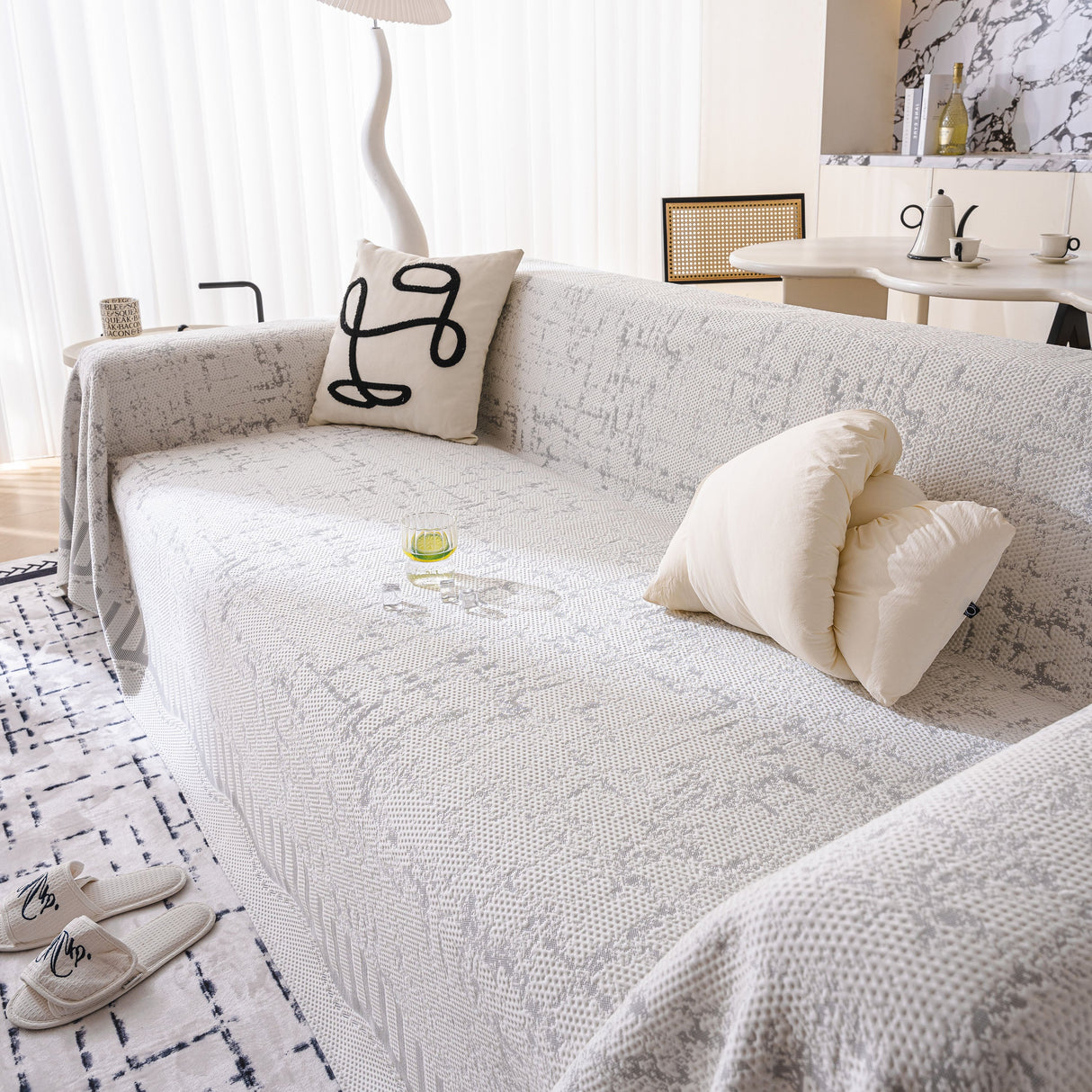 Modern Light Luxury Silky Smooth Couch Throw Protector, Washable Furniture Protector