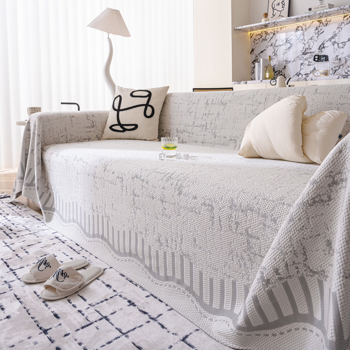 Modern Light Luxury Silky Smooth Couch Throw Protector, Washable Furniture Protector