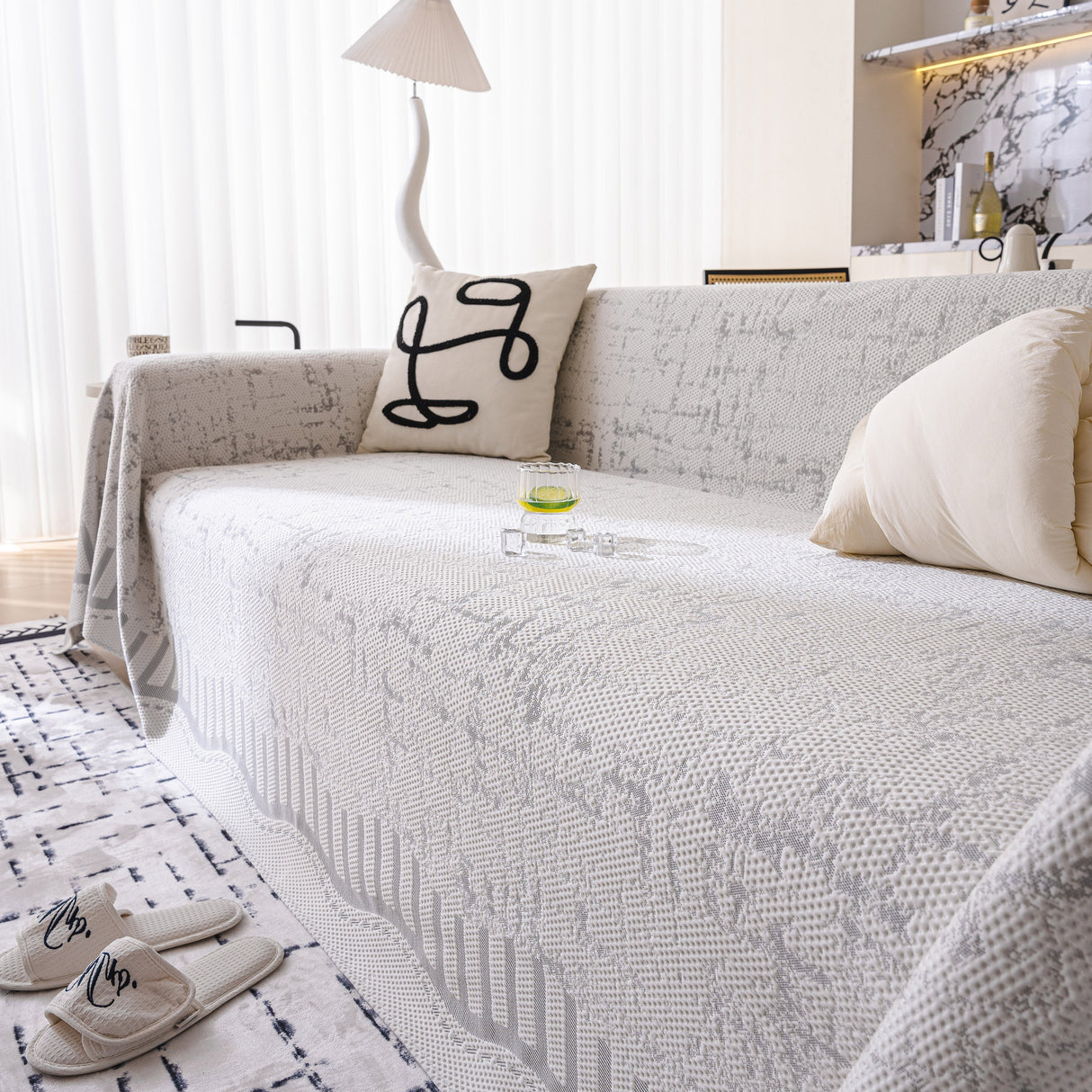 Modern Light Luxury Silky Smooth Couch Throw Protector, Washable Furniture Protector