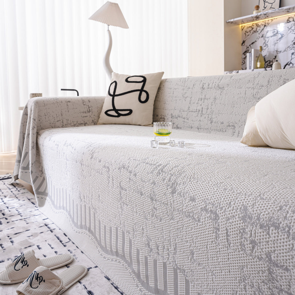 Modern Light Luxury Silky Smooth Couch Throw Protector, Washable Furniture Protector