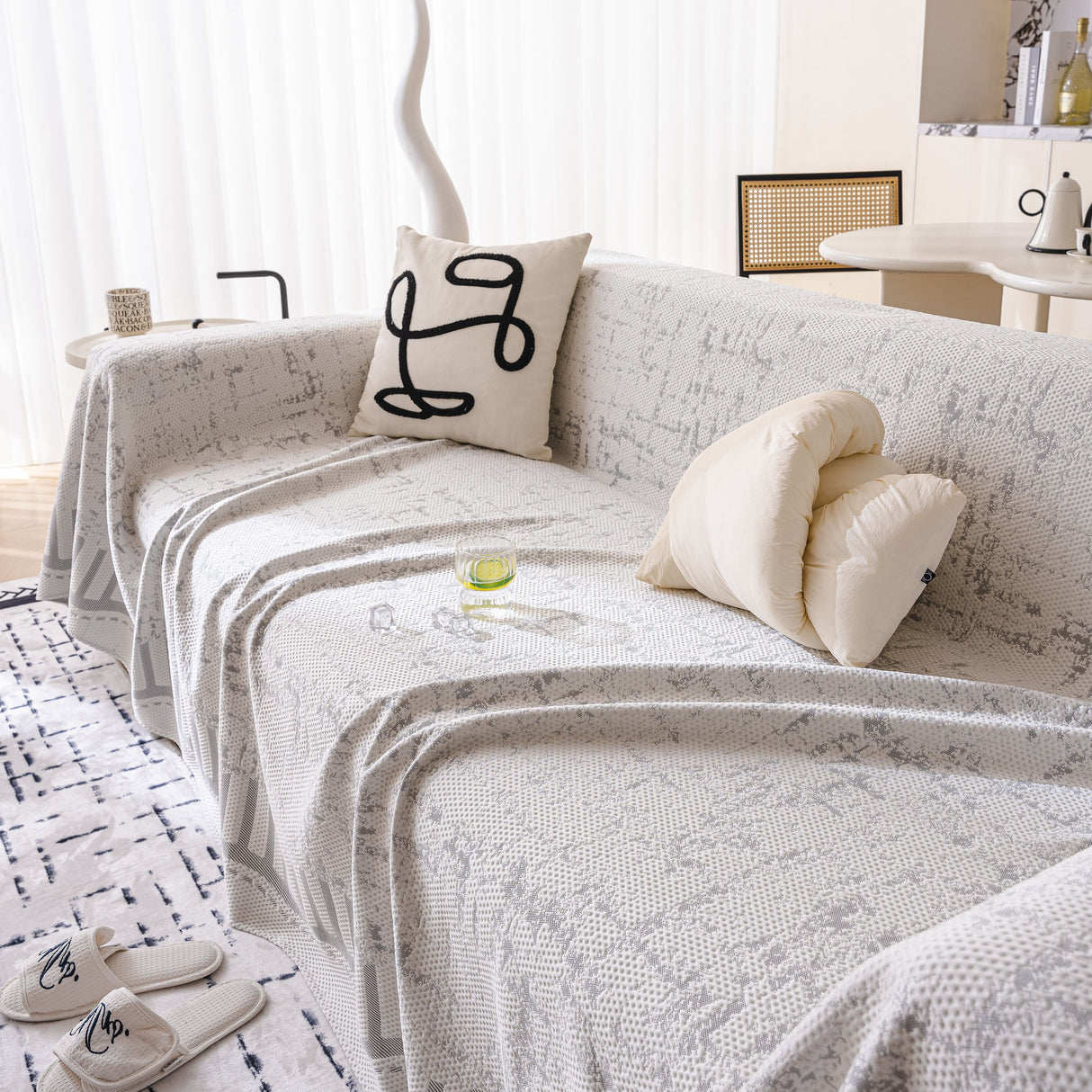 Modern Light Luxury Silky Smooth Couch Throw Protector, Washable Furniture Protector