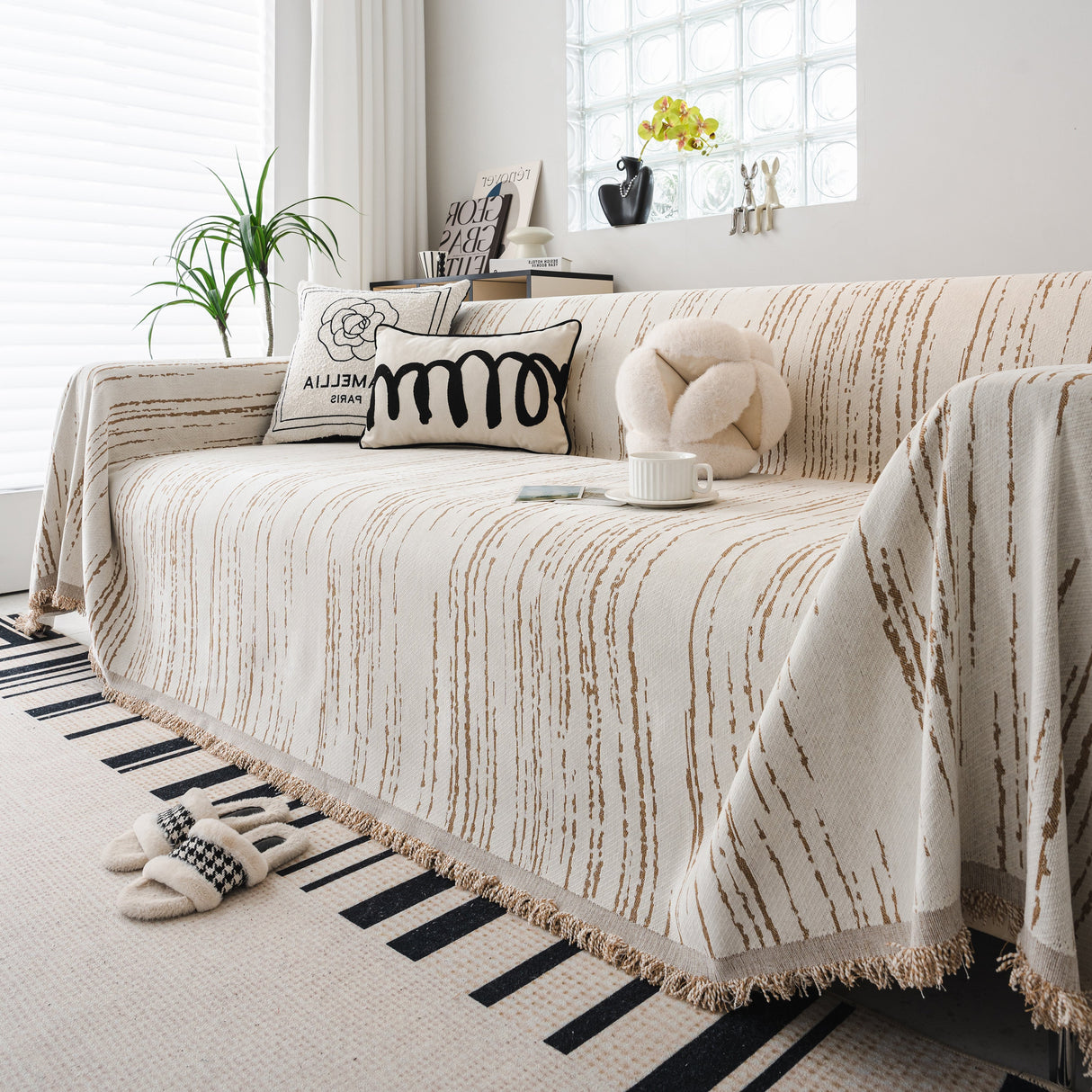 Slip Covers for Sofas, Sofa Throw Cover Soft Chenille Sofa Bed Cover, L Shaped Sectional Couch Covers