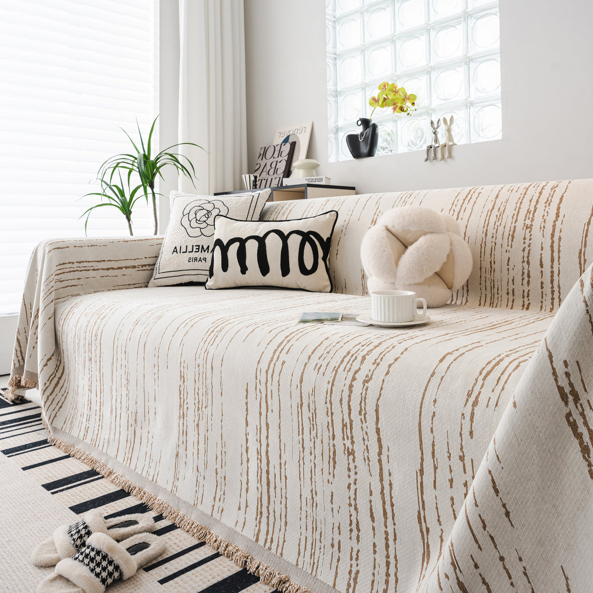 Slip Covers for Sofas, Sofa Throw Cover Soft Chenille Sofa Bed Cover, L Shaped Sectional Couch Covers