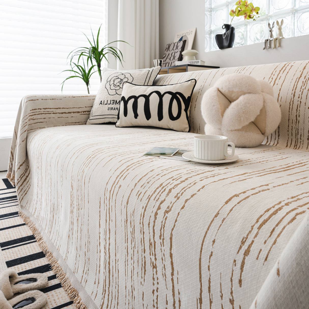 Slip Covers for Sofas, Sofa Throw Cover Soft Chenille Sofa Bed Cover, L Shaped Sectional Couch Covers