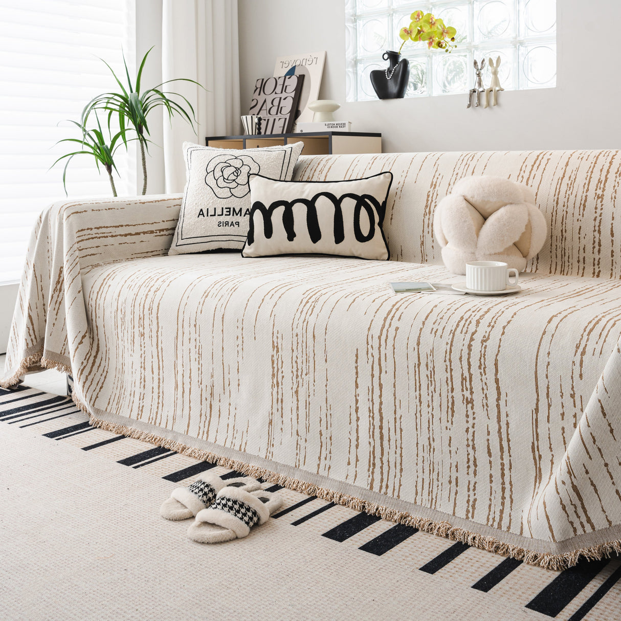 Slip Covers for Sofas, Sofa Throw Cover Soft Chenille Sofa Bed Cover, L Shaped Sectional Couch Covers