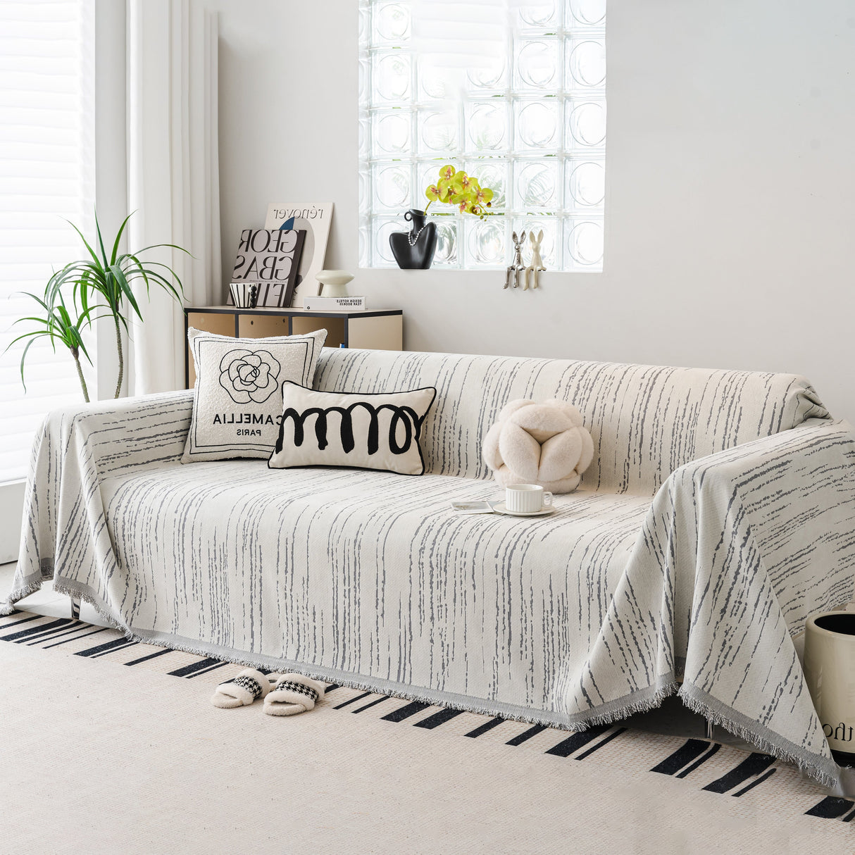 Slip Covers for Sofas, Sofa Throw Cover Soft Chenille Sofa Bed Cover, L Shaped Sectional Couch Covers