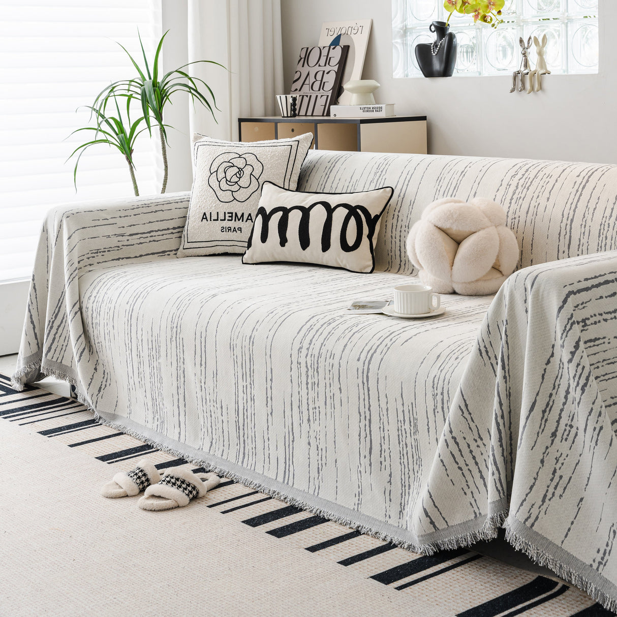 Slip Covers for Sofas, Sofa Throw Cover Soft Chenille Sofa Bed Cover, L Shaped Sectional Couch Covers