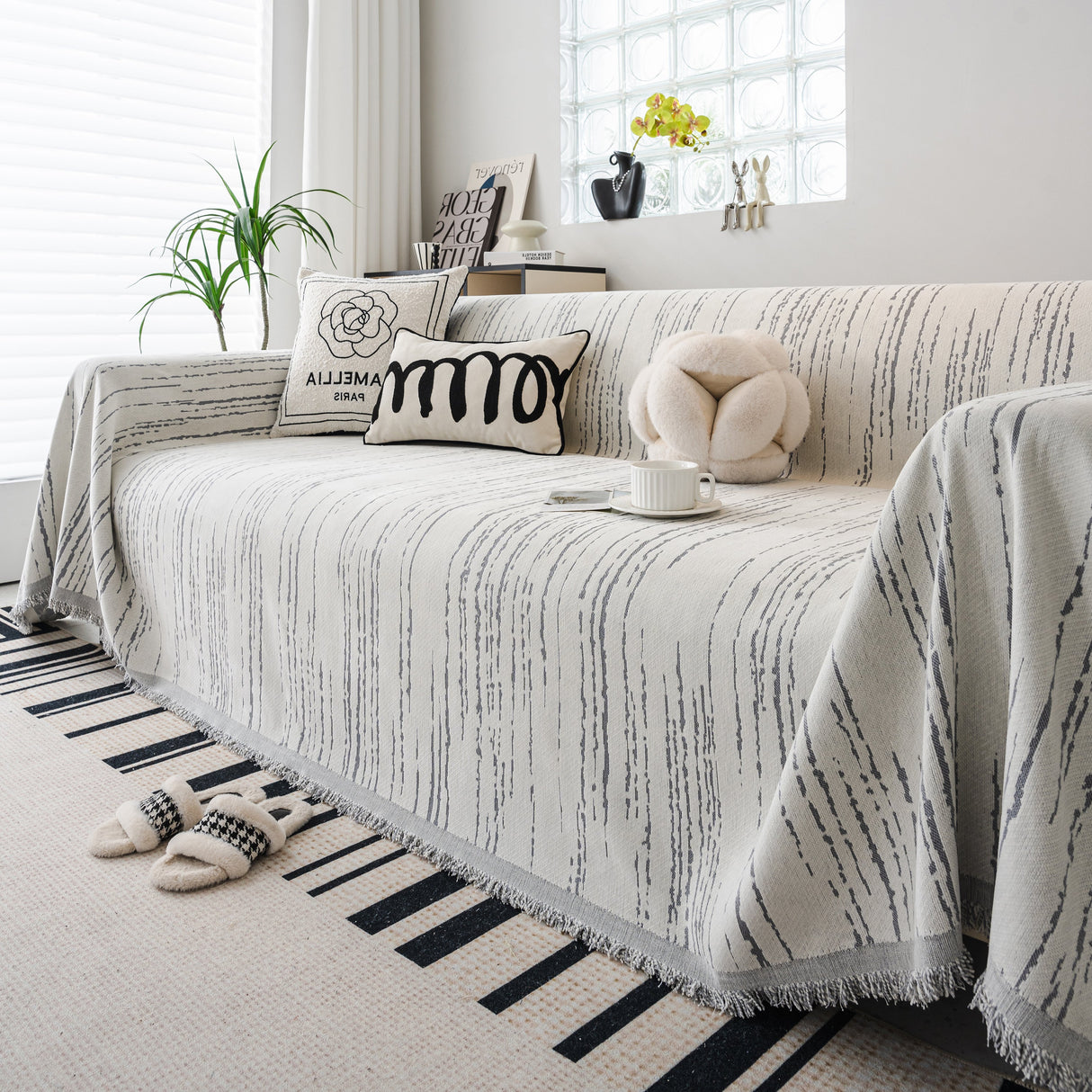 Slip Covers for Sofas, Sofa Throw Cover Soft Chenille Sofa Bed Cover, L Shaped Sectional Couch Covers