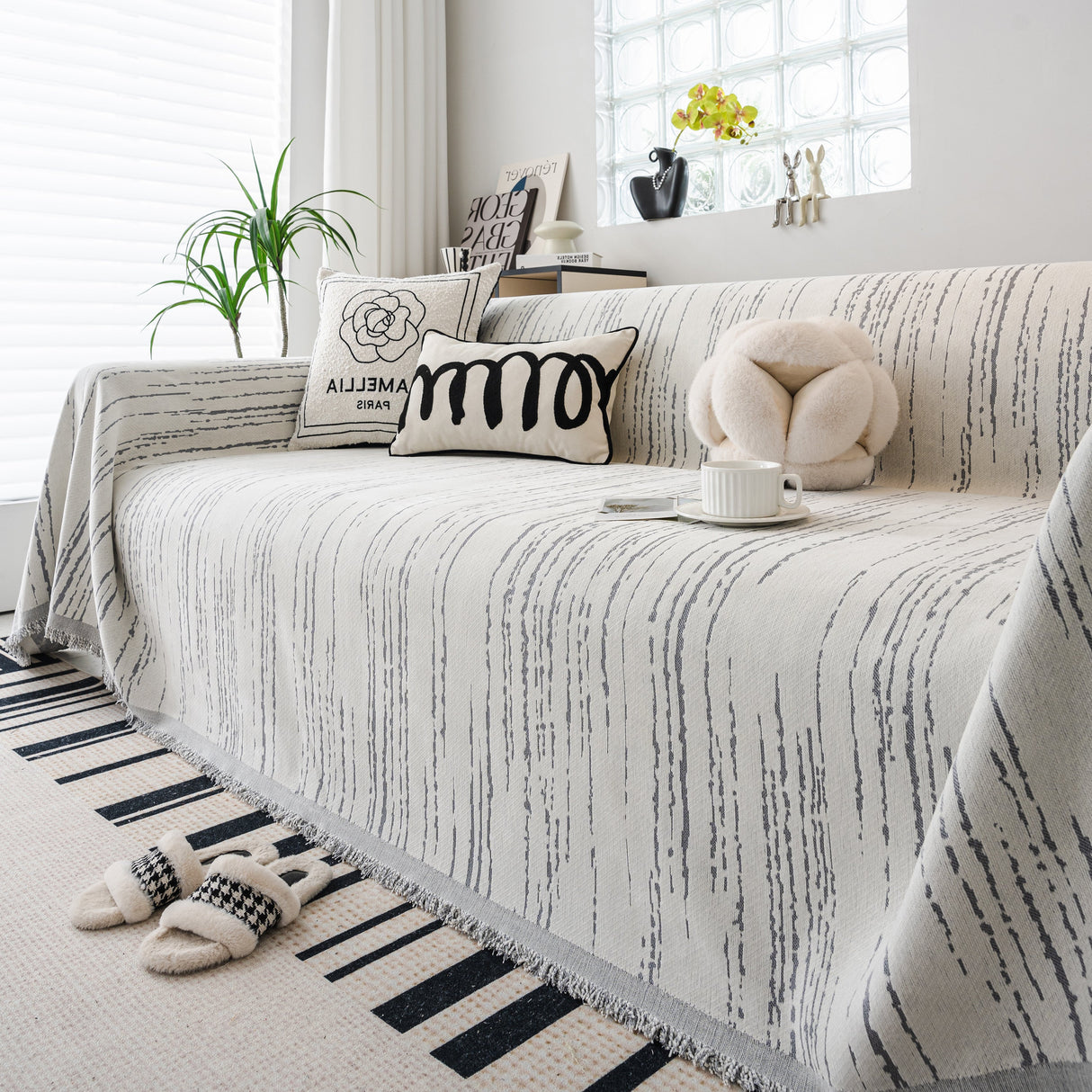 Slip Covers for Sofas, Sofa Throw Cover Soft Chenille Sofa Bed Cover, L Shaped Sectional Couch Covers