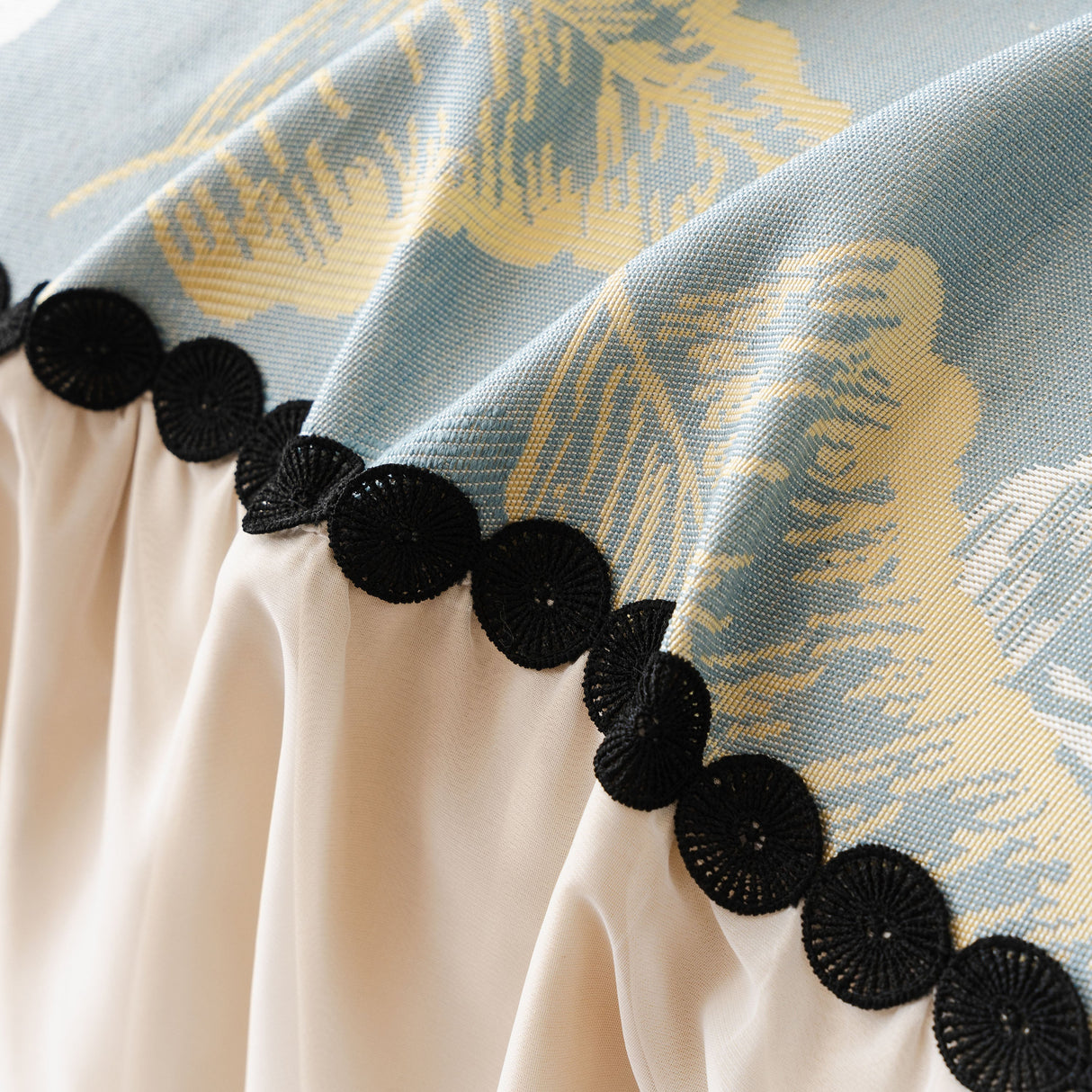 Leaf Jacquard Sofa Cover with Ruffle Skirt – Non-Slip Couch Protector with Sheer Hem