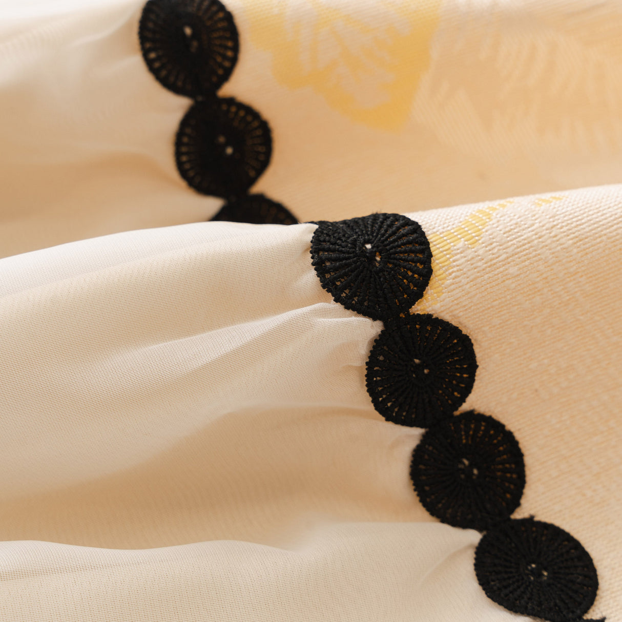 Leaf Jacquard Sofa Cover with Ruffle Skirt – Non-Slip Couch Protector with Sheer Hem