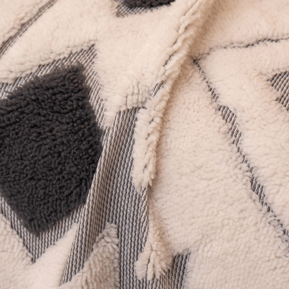 Bohemian Tufted Sofa Cover, Soft Sherpa Fleece Throw Blanket with 3D Aztec Geometric