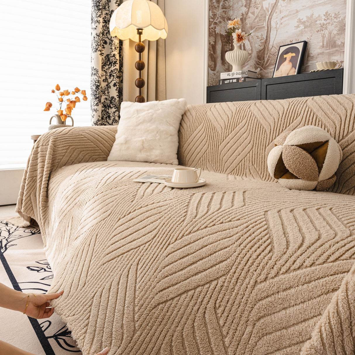 Plush Flannel Fleece Sofa Throw Blanket, Soft & Cozy Furniture Protector for Couch