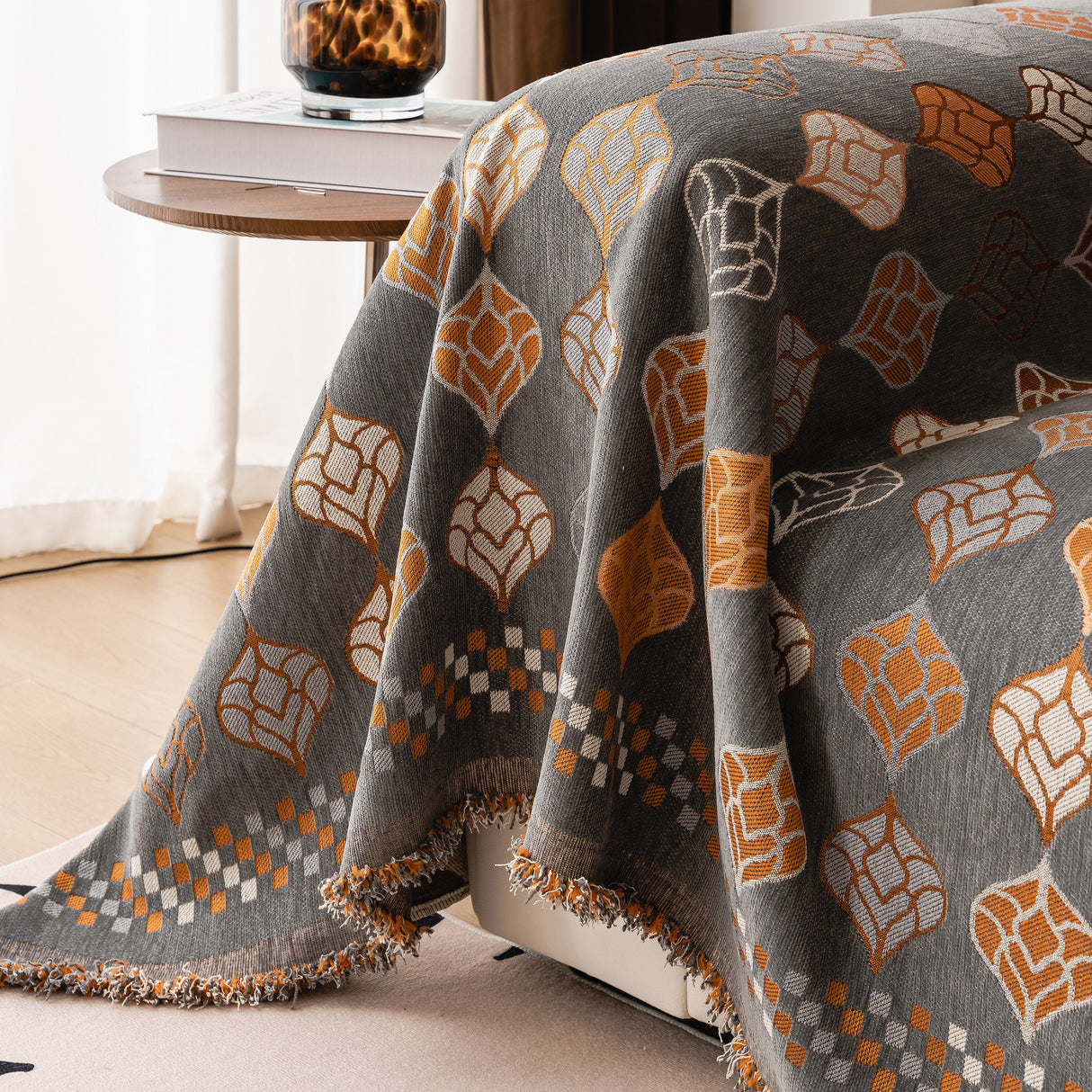 Boho Geometric Sofa Slipcovers Chenille Scratch Resistant Couch Protective Covers