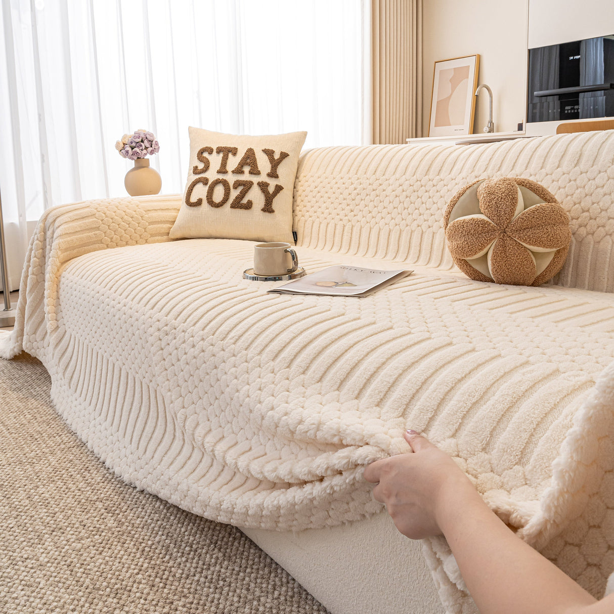 Boho 3D Geometric Throw Blanket for Couch, Luxurious Velvety Plush Fleece Sofa Cover