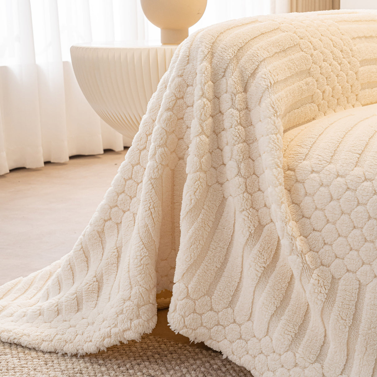 Boho 3D Geometric Throw Blanket for Couch, Luxurious Velvety Plush Fleece Sofa Cover