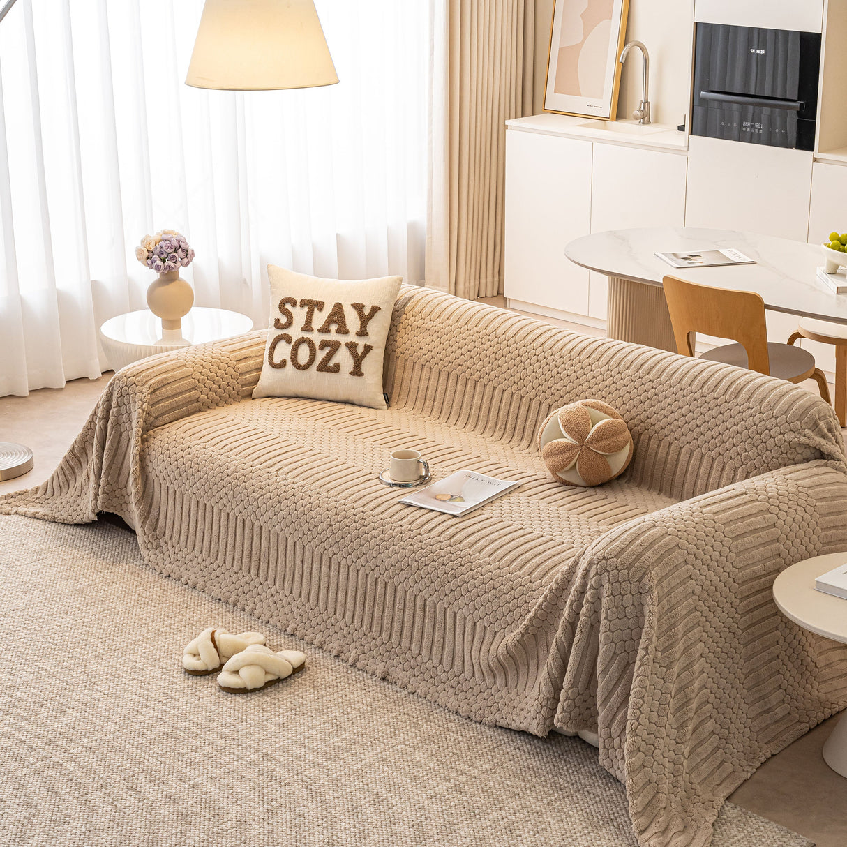 Boho 3D Geometric Throw Blanket for Couch, Luxurious Velvety Plush Fleece Sofa Cover