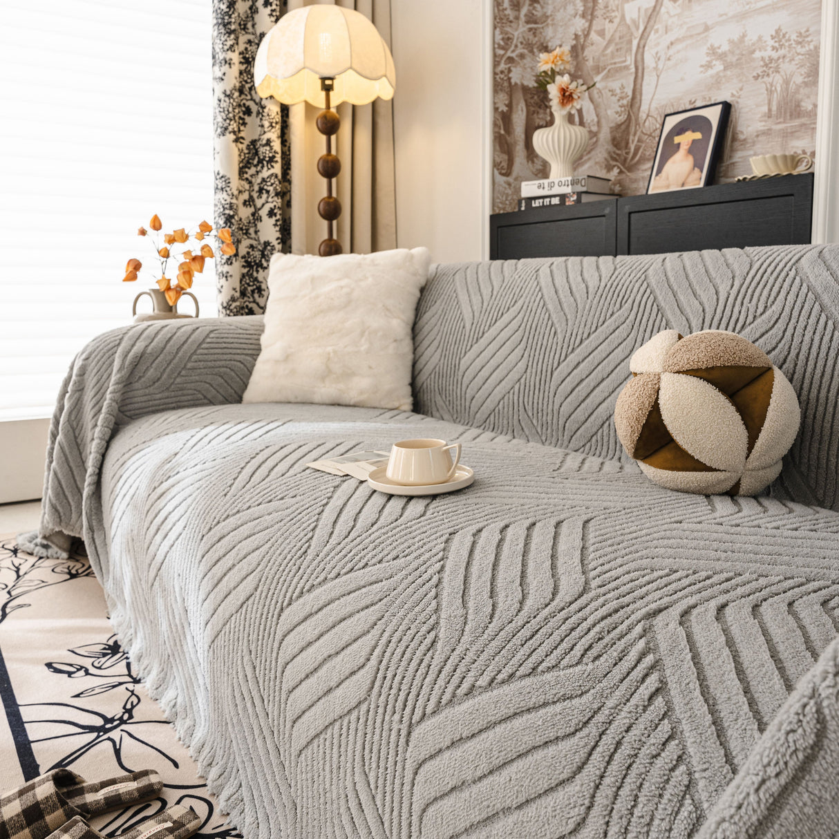 Plush Flannel Fleece Sofa Throw Blanket, Soft & Cozy Furniture Protector for Couch